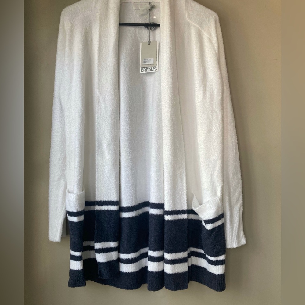 Barefoot Dreams Cozychic Lite Saddle Sleeve Striped Cardigan S NWT - Picture 4 of 9